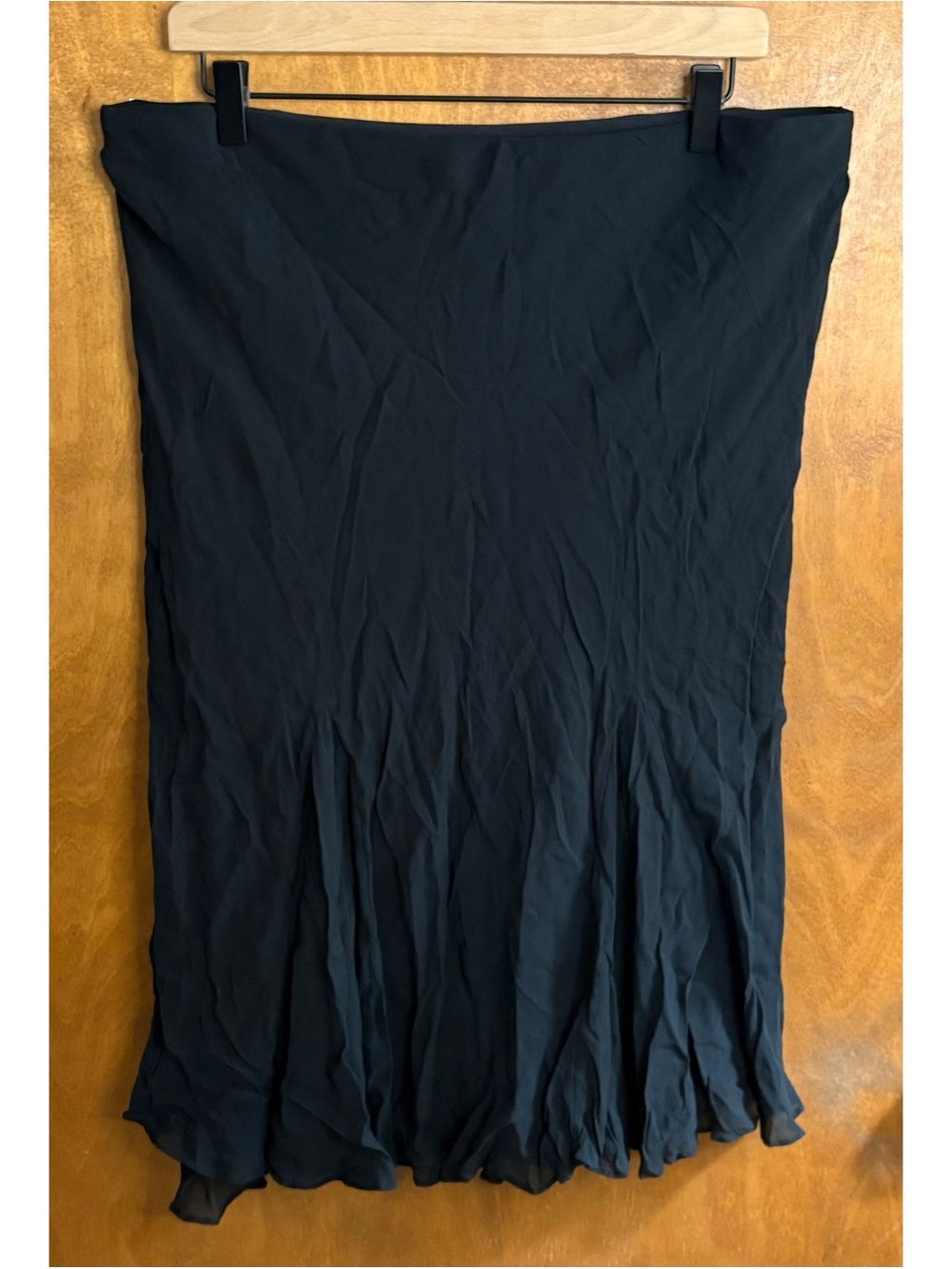 J. Crew Gwyneth Flounce Hem Midi Slip Skirt Black Chiffon XL Goth Fairy Grunge - Picture 2 of 11